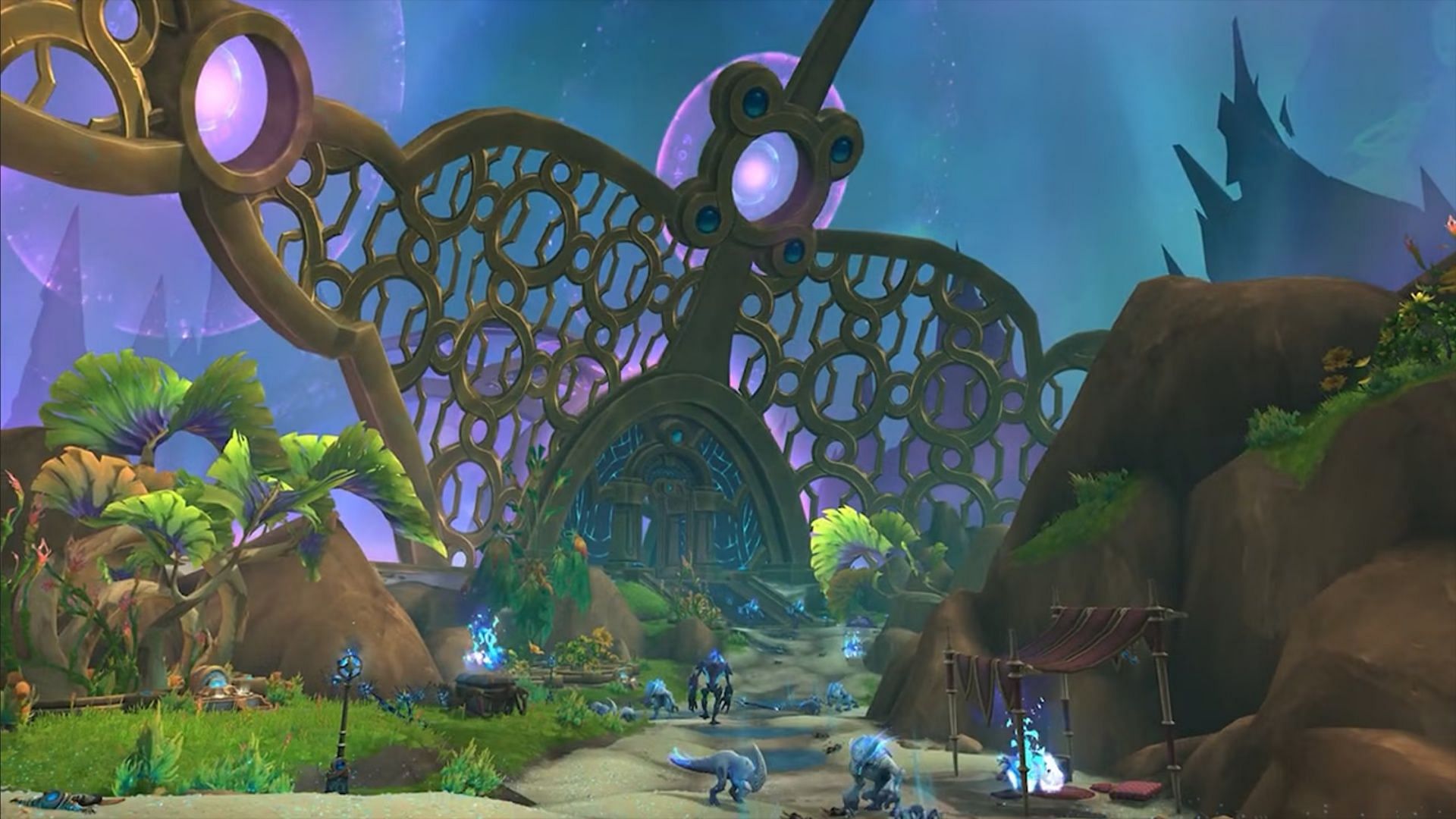 Here's a tiny glimpse into the new dungeon, Eco-Dome Al'dani (Image via Blizzard Entertainment)